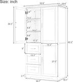 P PURLOVE Bathroom Storage Cabinet with 3 Drawers,Tall and Wide Bathroom Cabinet Standing,Wood Freestanding Tall Bathroom Cabinet for Kitchen,Living Room