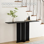 HEAH-YO 51" Console Table, Rustic Wood Entryway Table, T-Shape Narrow Sofa Tables Behind Couch for Hallway, Entrance, Foyer, Living Room, Black