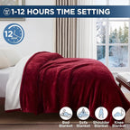 Westinghouse Electric Blanket Queen, Heated Blanket Queen Size with 10 Heating Levels and 1 to 12 Hours Heating Time Settings, Flannel to Sherpa Reversible, Machine Washable (84" x 90", Red)