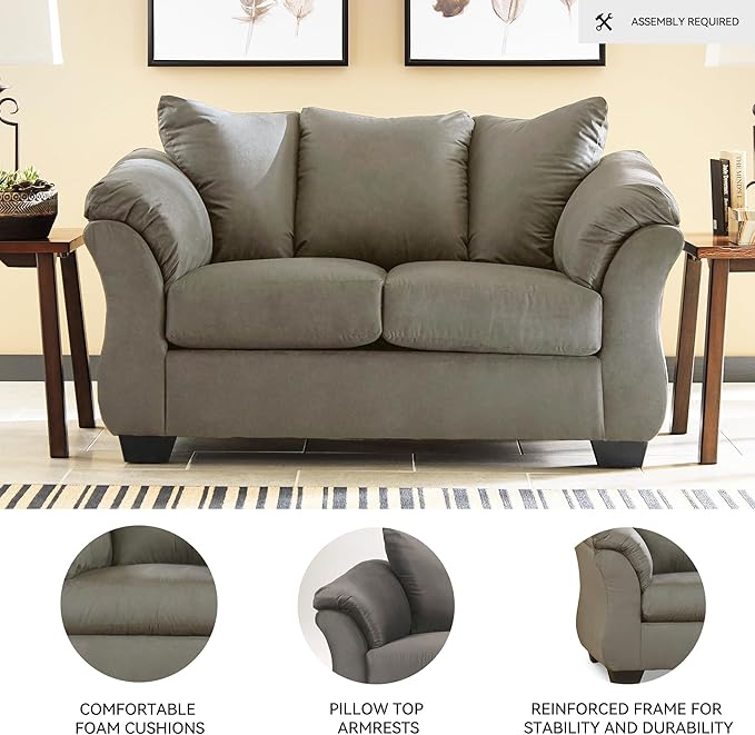 Signature Design by Ashley Darcy Casual Plush Loveseat, Grayish Brown