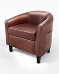 GarveeHome Accent Chairs Faux Leather Barrel Chairs Club Armchairs with Soft Seat for Living Room Bedroom Reading Waiting Room(Brown)