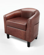 GarveeHome Accent Chairs Faux Leather Barrel Chairs Club Armchairs with Soft Seat for Living Room Bedroom Reading Waiting Room(Brown)