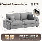 89" Loveseat Sofa, Cloud Foam Couch, 3 Seater Upholstered Midcentury Mondern Love Seat with USB Type C Ports, 4 Pillows and Flip-Open Storage Armrest for Living Room/Small Spaces, Gray