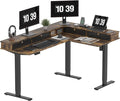 SANODESK L Shaped Standing Desk with 3 Drawers, Height Adjustable Stand up Desk, Corner Gaming Desk with Monitor Stand (Rustic Brown, 63"x47")
