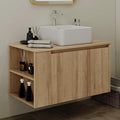 Bathroom Vanity, Natural Color Wall-Mounted Bathroom Vanity with Hidden Drawer (Nature with Sink, 36")