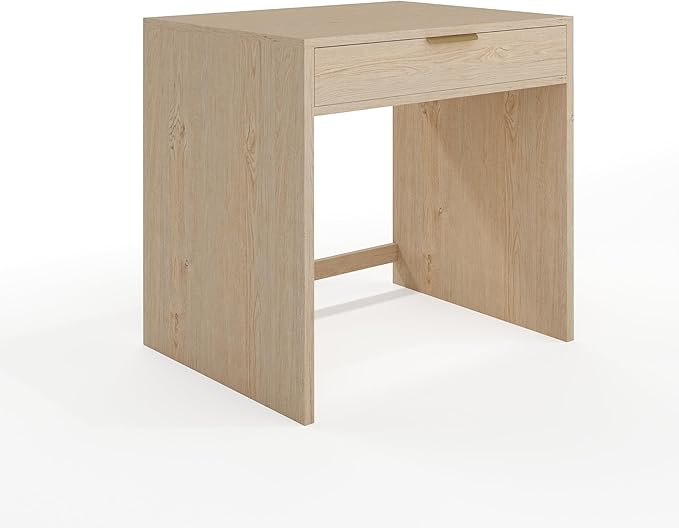 Martha Stewart Kayden Home Office Modular Desk with Drawer in Light Natural with Brushed Gold Hardware