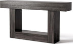 LITTLE TREE 63 Inches Long Console Table, 2-Tier Farmhouse Sofa Table Behind Couch, Large Narrow Entryway Table for Living Room, Wooden Hallway Foyer Table with Heavy Duty Base, Grey