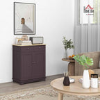 HOMCOM Sideboard with Solid Wood Countertop, Modern Kitchen Storage Cabinet, Coffee Bar Cabinet with 2 Drawers, Doors and Adjustable Shelf, Coffee