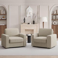 360 Degree Rotation Swivel Accent Sofa Chairs Set of 2, 36'' Width Oversized Armchairs in Linen Living Room,Reading,Office(Beige)