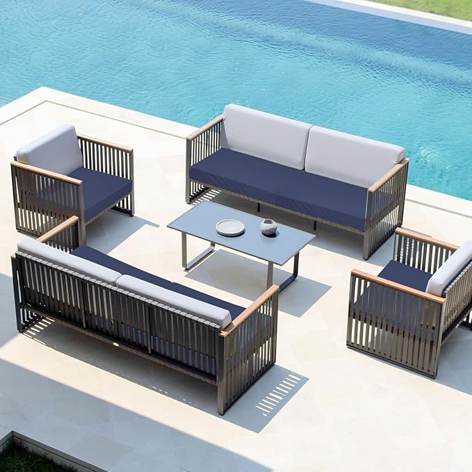 Easy-Going Waterproof Patio Cushion Covers ONLY Cover 24x22x4 inch 2 Pack Replacement Non-Slip Outdoor Seat Cushion Slipcover with Zipper. Navy