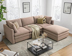 Txtin's Cloud Couches for Living Room L Shaped Sectional Couch with Ottoman Deep Plush 4 Seats Sofa Modern Sofa for Apartment Brown