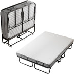 Folding Bed with Mattress 75"x54" Extra Wide Double Folding Bed, Upgraded Sturdy Construction Portable with Mattress for Adult Guests, Folds Down to Save Space (75" x 54")