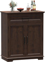 Kitchen Storage Cabinet with Drawer, Buffet Cabinet with Storable Door, Modern Floor Sideboard, for Living Room, Entryway,Cherry
