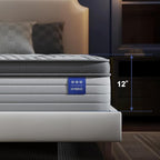 Firm King Size Mattress 12 Inch Hybrid King Mattress with Gel Memory Foam-Cooling Ice Silk Top, Support&Back Pain Relief, Individual Pocket Spring, CertiPUR-US Certified Mattress in a Box