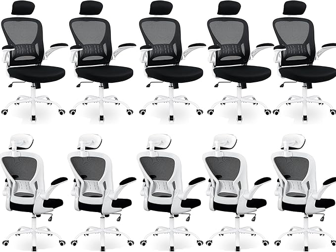 10 Pack Office Chair Ergonomic Desk Chair Comfort Adjustable Height with Wheels，Lumbar Support Mesh Swivel Computer Home Office Chair,Conference Room Chairs
