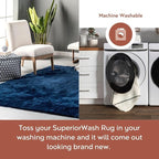 nuLOOM 8' x 10' Cozy Plush Area Rug, Machine Washable, Non-Slip, Soft Fluffy Shag Carpet for Living Room Bedroom Kids Room Nursery Home Decor, Loni Navy