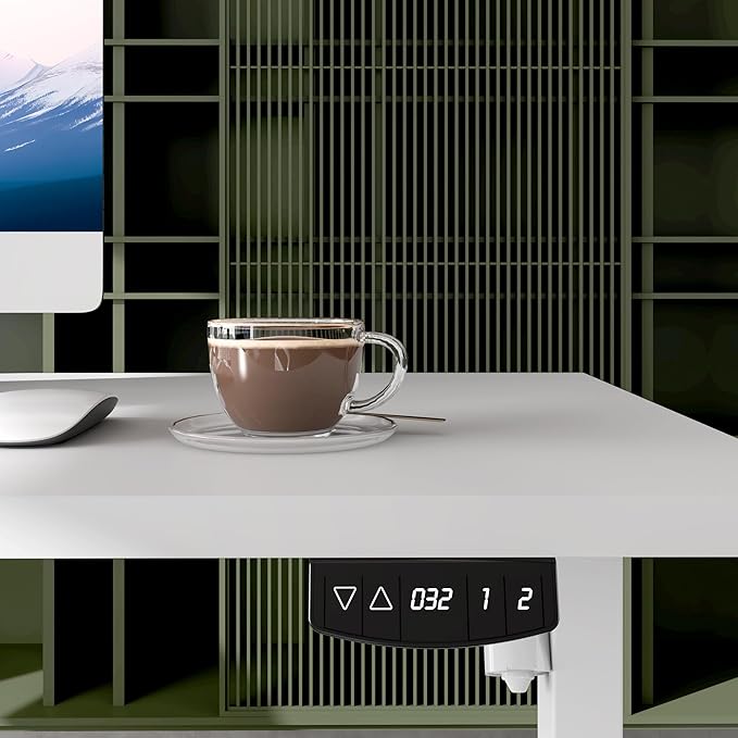 70" W L‑Shaped Executive Standing Desk with Storage Cabinet, Electric Corner Height Adjustable Workstation for Dual Screens, Printer, and Office Essentials