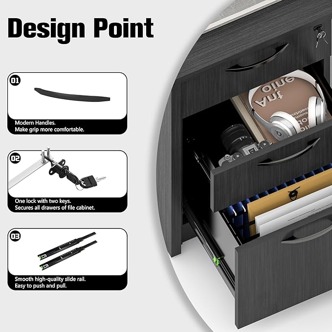 100.4" U-Shaped Executive Computer Desk with Lockable File Cabinets, Large Home Office or Business Workstation with Drawers, Cable Management (Gray)