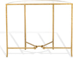 SAFAVIEH Couture Collection Tauri Brass Metal Glass Top Half Moon Console Table (Fully Assembled)