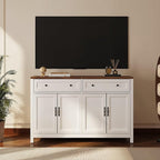 Gizoon Farmhouse Kitchen Sideboard Buffet Cabinet with Storage, Wood Coffee Bar and Storage Sideboard with Drawers and Doors for Kitchen, Dining Room, 15.7" D x 55.1" W x 35.3" H, White/Rustic Brown