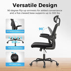 MAISON ARTS Ergonomic Office Chair, Breathable Mesh Computer Chair with Lumbar Support and Flip up Armrests, Black High Back Office Chair Executive Desk Chair with Wheels for Home Office