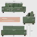 DOPEDIO Modern Loveseat Sofa for Living Room,Chenille Recliner, Removable Cover, Spring Cushions, Solid Wood Frame, Easy Assembly for Small Spaces (71.25inch，Green)