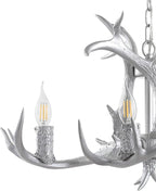 JONATHAN Y JYL6301C Eldora 26" Adjustable Resin Antler 4-Light LED Chandelier, Glam, Rustic,Cottage,Transitional, Dimmable Dining Room, Living Room, Kitchen, Foyer, Bedroom, Silver