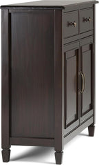 SIMPLIHOME Connaught SOLID WOOD 40 Inch Wide Traditional Entryway Storage Cabinet in Dark Chestnut Brown, For the Living Room, Entryway and Family Room