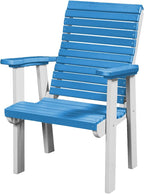 DutchCrafters Modern Horizontal Slat High Back Poly Outdoor Patio Chair (White & Blue)