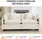 76'' Cloud Deep Seat Loveseat, Upholstered Chenille Modular 2-Seats Sectional Sofa Couch, Modern Comfy Settee Loveseat for Living Room Set, Small Apartment, Beige