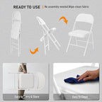 SEALAMB 10 Pack White Folding Chairs with Padded Seats & Cushion, Durable Metal Foldable Chairs for Wedding Party, Commercial Chairs for Office School Church Events, 330lb Capacity (White-PU, 10 Pack)