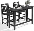 HDPE Outdoor Patio Bar Set with High Top Table and 2 Adirondack Chairs, All-Weather Bar Height Outside Rectangular Pub Furniture for Bistro, Garden, Backyard, Deck | 3-Pieces, Matte Black