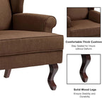 Accent Chair, High Back Upholstered Armchair with High Resilience Sponge & Wood Legs, Mid-Century Modern Comfy Single Sofa Reading Chairs for Living Room, Bedroom (Brown, Set of 1)