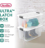 Sterilite 8 Pack Ultra Latching Box, Storage Bins with Lids, Clear Plastic, 70 Quart - Heavy-Duty Organizing Containers for Closet, Bathroom, and Office