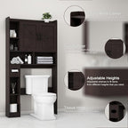 Vabches Over The Toilet Storage Cabinet, Farmhouse Storage Cabinet Over Toilet with 2 Barn Door & Toilet Paper Holder Stand，Home Space-Saving Toilet Rack, for Bathroom, Restroom, Laundry