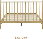 NTC Inno Wooden Bed Frame with Headboard, Solid Oak and Rubber Wood Foundation with Silent Slats and Wood Central Supports, 1000 Lb Capacity, Effortless Assembly, Queen - Sand
