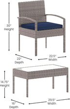 Flash Furniture Aransas Series 4 Piece Gray Patio Set with Steel Frame and Navy Cushions