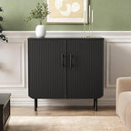 Buffet Cabinet with Storage, Sideboard with 2 Doors, Adjustable Shelf, Fluted Accent Cabinet for Living Room, Modern,Black