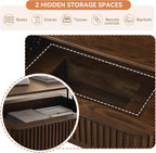 Lift Top Coffee Table for Living Room, Fluted Coffee Tables with Storage, Solid Wood Veneered Modern Accent Tea Center Table for Small Space Apartment (Walnut-38.6''D×26.8''H)