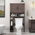 Vabches Over The Toilet Storage Cabinet, Farmhouse Storage Cabinet Over Toilet with Barn Doors & Toilet Paper Holder Stand，Home Space-Saving Toilet Rack, for Laundry, Bathroom, Restroom(Espresso).
