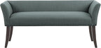 Madison Park Accent Bench, Upholstered with Nailhead Trim, & Padded Seat Entryway Bench Small, End of Bed Bench with Back, 49.5" W x 19.25" D x 23" H, Slate Blue