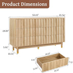 Fluted 6 Drawer Dresser, 53" Wide Modern Storage Chest of Drawers, Wood Drawer Organizer for Bedroom, Living Room, Hallway