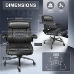 AnyGod Executive Leather Office Chair, Ergonomic Mid-Back Desk Chairs Comfy for Home Office with Flip-up Armrests, Lumbar Support, Adjustable Height and Swivel Rolling Wheels