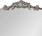 Kate and Laurel Arendahl Ornate Traditional Arched Mirror; 36 x 29; Silver; Decorative Baroque Style Arched Wall Mirror with Wide Frame and Ornamental Crown