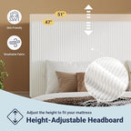 Allewie Queen Size Upholstered Bed Frame with Vertical Channel Tufted Headboard, Soft Corduroy Fabric Platform Bed, Strong Wooden Slats Support, Easy Assembly, No Box Spring Needed, White