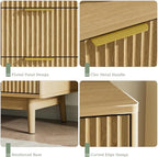 LYNSOM Fluted 8 Drawer Dresser for Bedroom, 55" Wide Modern Chest of Drawers with Curved Profile Design and Metal Handles, Wood Dresser TV Stand & Storage Organizer for Bedroom, Hallway, Oak