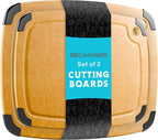 Dishwasher Safe Cutting Boards for Kitchen - 2 Piece Large Composite Wood Cutting Board Set with Non-Slip Feet and Juice Groove (14.5" x 11" and 11.7" x 9.3") - Thin, Lightweight, Eco-Friendly