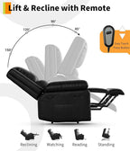 GarveeHome Oversized Wide Power Lift Recliner Chair - Heat and Massage, PU Leather, Adjustable Back and Legs, Electric Lift Chair Designed for The Elderly and People with Mobility impaired