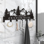Personalized Custom Mountain Theme Key Holder with Name, Metal Wall Mount, Coat Rack, Key Hooks, Home Decor Gift