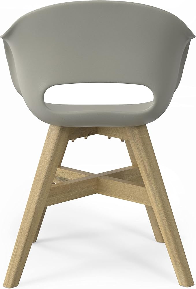 SIMPLIHOME Kona SOLID ACACIA WOOD 24 inch Wide Contemporary Outdoor Dining Chair in Plastic ( Set of 2 ) in Taupe for the Dining Room